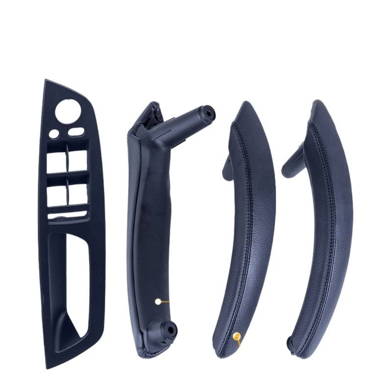 PUXJQ Für BMW E70 E71 X5 X6 LHD Inneres ABS Äußeres Leder Set Abdeckung Montage Autoinnenraum Türzuggriff Zierblende(LHD-Black-Hige) von PUXJQ