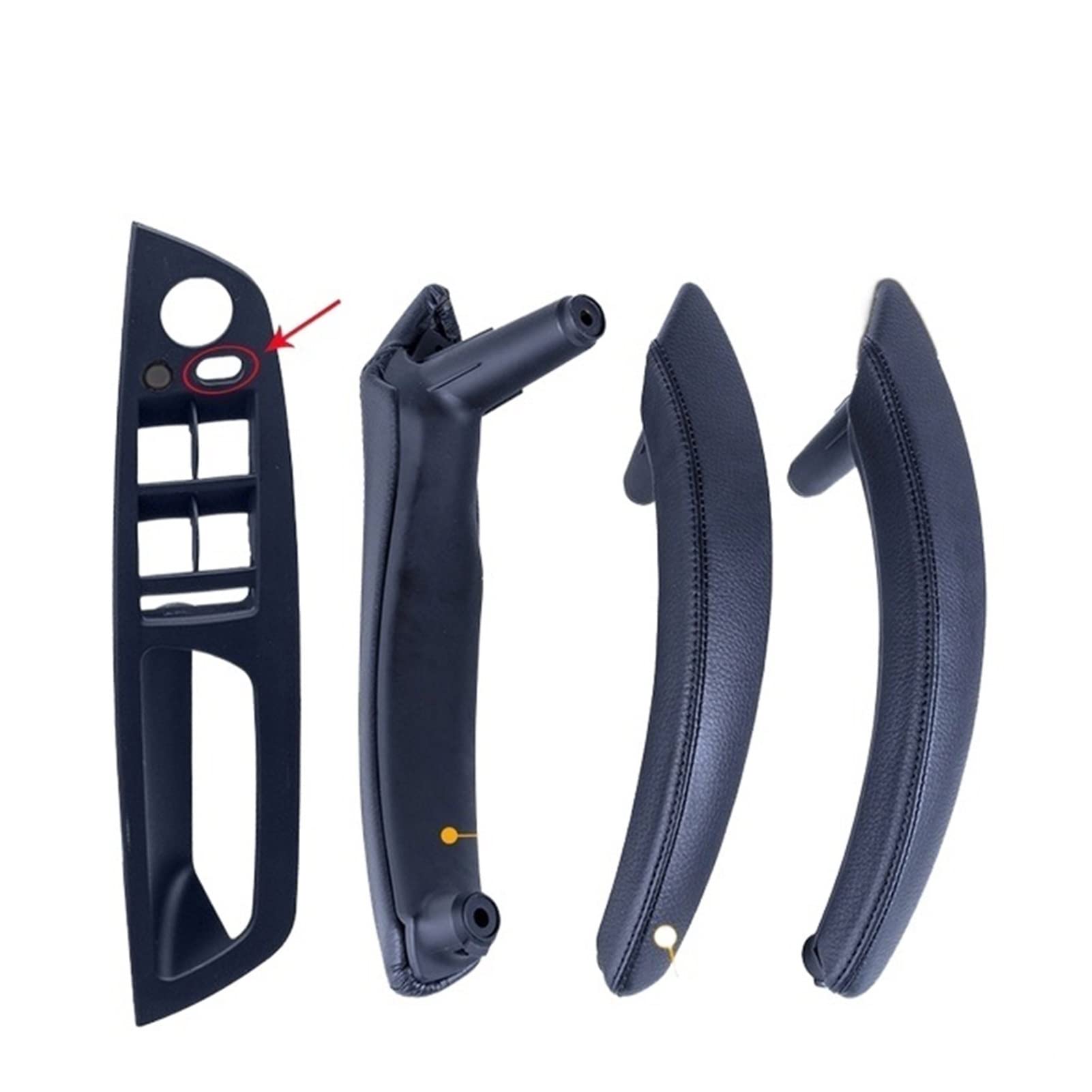 PUXJQ Für BMW E70 E71 X5 X6 LHD Inneres ABS Äußeres Leder Set Abdeckung Montage Autoinnenraum Türzuggriff Zierblende(LHD-Black-Standard) von PUXJQ