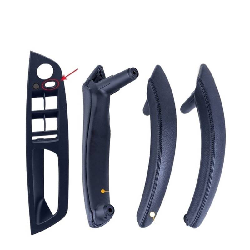 PUXJQ Für BMW E70 E71 X5 X6 LHD Inneres ABS Äußeres Leder Set Abdeckung Montage Autoinnenraum Türzuggriff Zierblende(LHD-Black-Standard) von PUXJQ