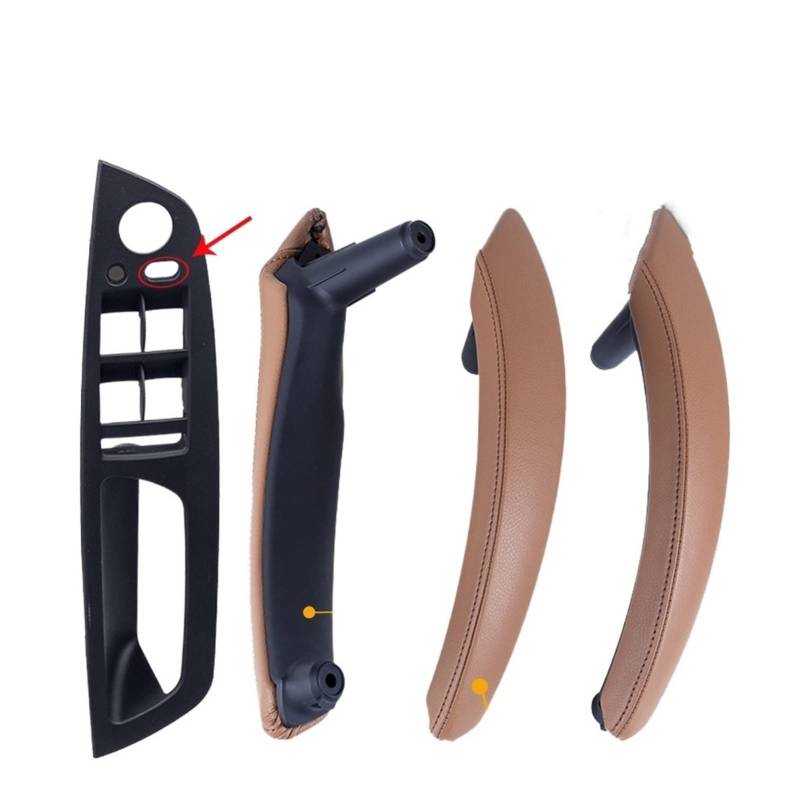 PUXJQ Für BMW E70 E71 X5 X6 LHD Inneres ABS Äußeres Leder Set Abdeckung Montage Autoinnenraum Türzuggriff Zierblende(LHD-Brown-Standard) von PUXJQ