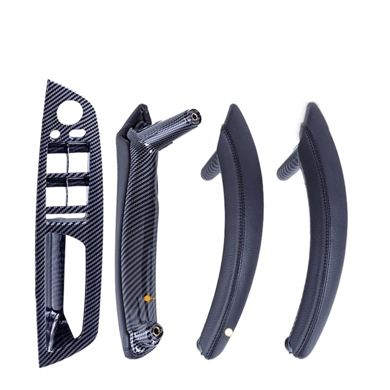 PUXJQ Für BMW E70 E71 X5 X6 LHD Inneres ABS Äußeres Leder Set Abdeckung Montage Autoinnenraum Türzuggriff Zierblende(LHD-CF-Hige) von PUXJQ