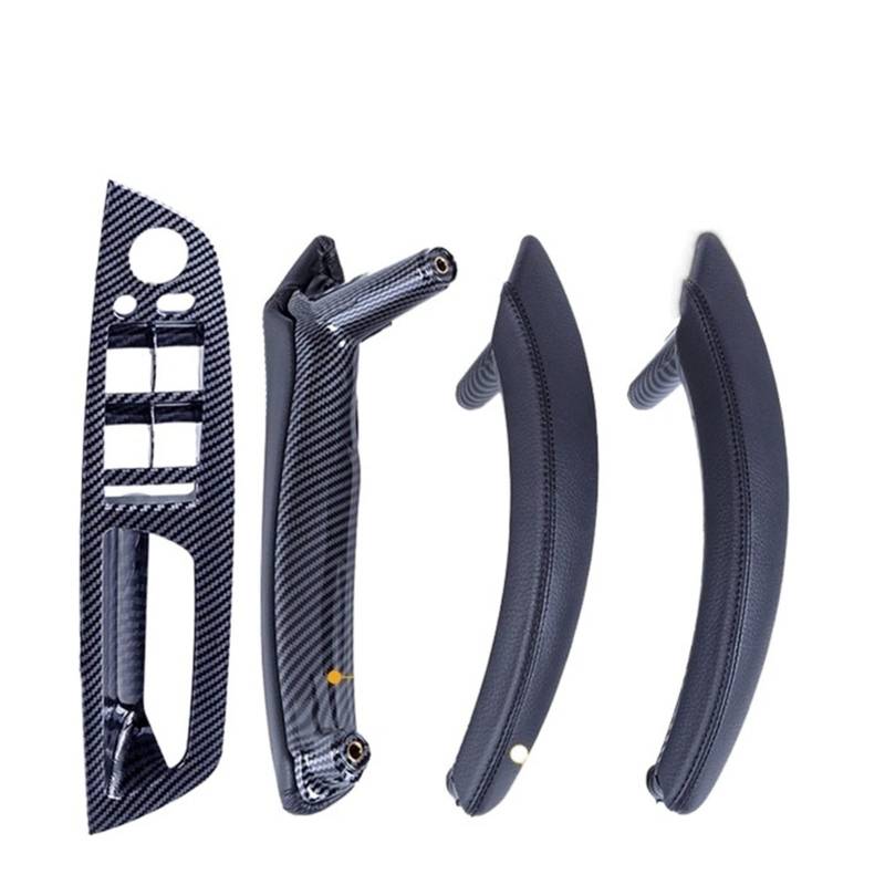PUXJQ Für BMW E70 E71 X5 X6 LHD Inneres ABS Äußeres Leder Set Abdeckung Montage Autoinnenraum Türzuggriff Zierblende(LHD-CF-Hige) von PUXJQ