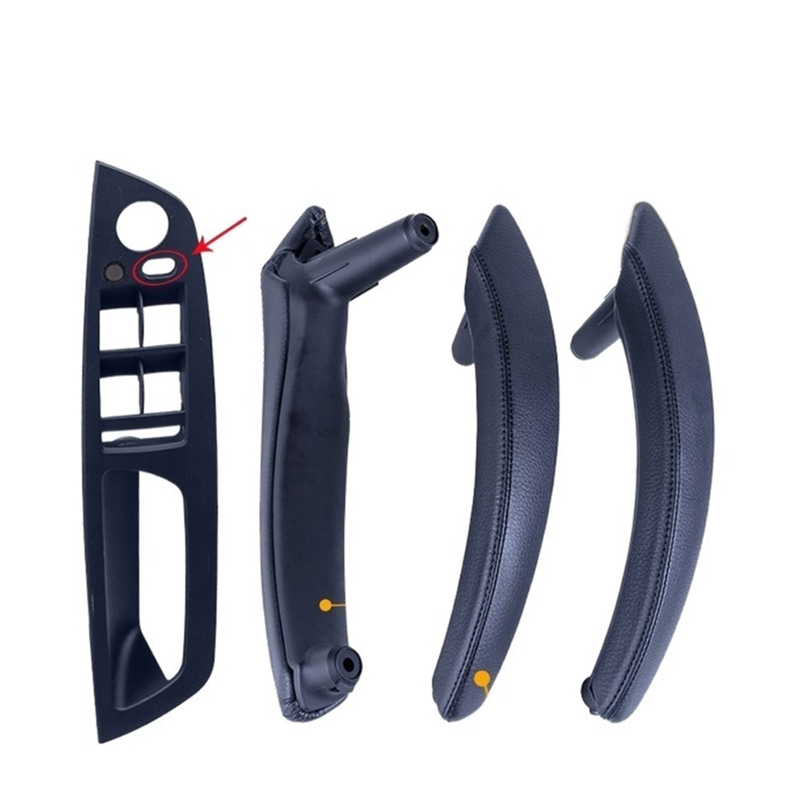 PUXJQ Für BMW X5 X6 E70 E71 2007-2013 Links Rechts Innen Beifahrertüren Zuggriff Leder Außenbezug(LHD-Black-Standard) von PUXJQ