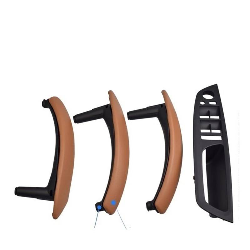 PUXJQ Für BMW X5 X6 E70 E71 2007-2013 Links Rechts Innen Beifahrertüren Zuggriff Leder Außenbezug(RHD-Brown-Hige) von PUXJQ