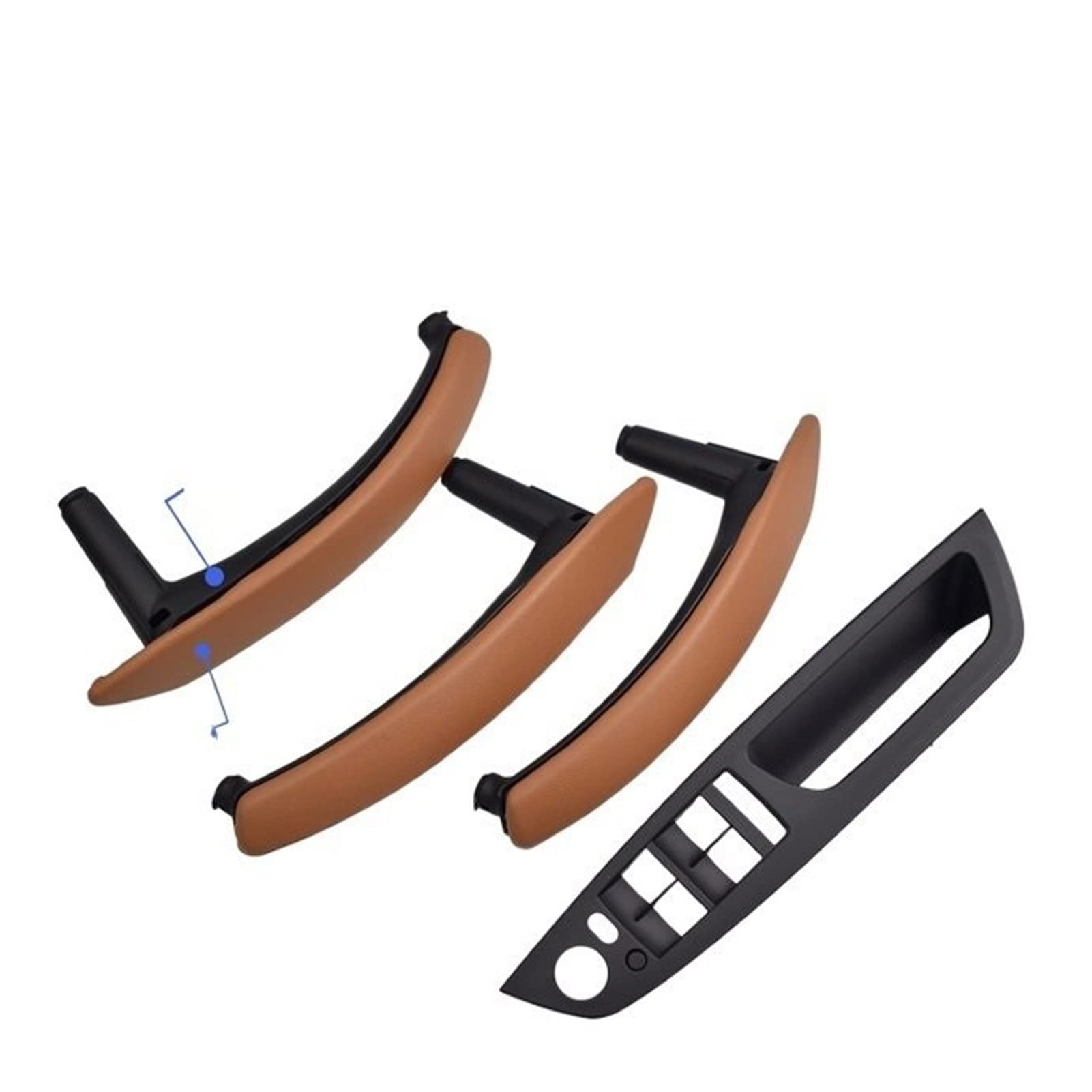 PUXJQ Für BMW X5 X6 E70 E71 2007-2013 Links Rechts Innen Beifahrertüren Zuggriff Leder Außenbezug(RHD-Brown-Standard) von PUXJQ