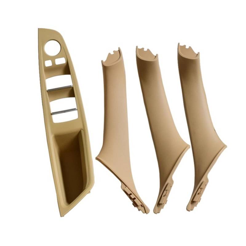 PUXJQ Innengriff Innentür Armlehne Panel Pull Trim Cover Für BMW 5er F10 F11 Rot Braun Beige Schwarz Linkslenker LHD(Beige-4pcs) von PUXJQ