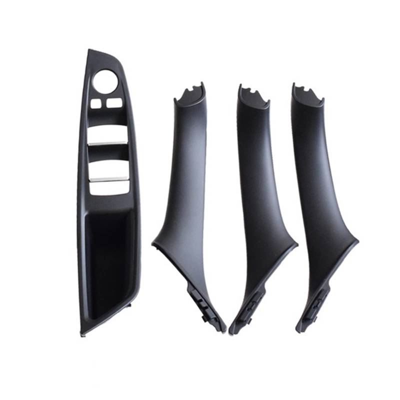 PUXJQ Innengriff Innentür Armlehne Panel Pull Trim Cover Für BMW 5er F10 F11 Rot Braun Beige Schwarz Linkslenker LHD(Black-4pcs) von PUXJQ