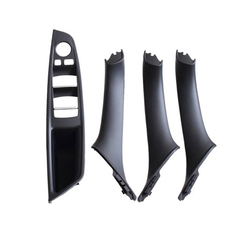 PUXJQ Innentür ABS Armlehne Griff Panel Pull Trim Cover LHD Für BMW 5er F10 F11 520i 528i 525d 535i Schwarz/Beige(Black-4Pcs) von PUXJQ