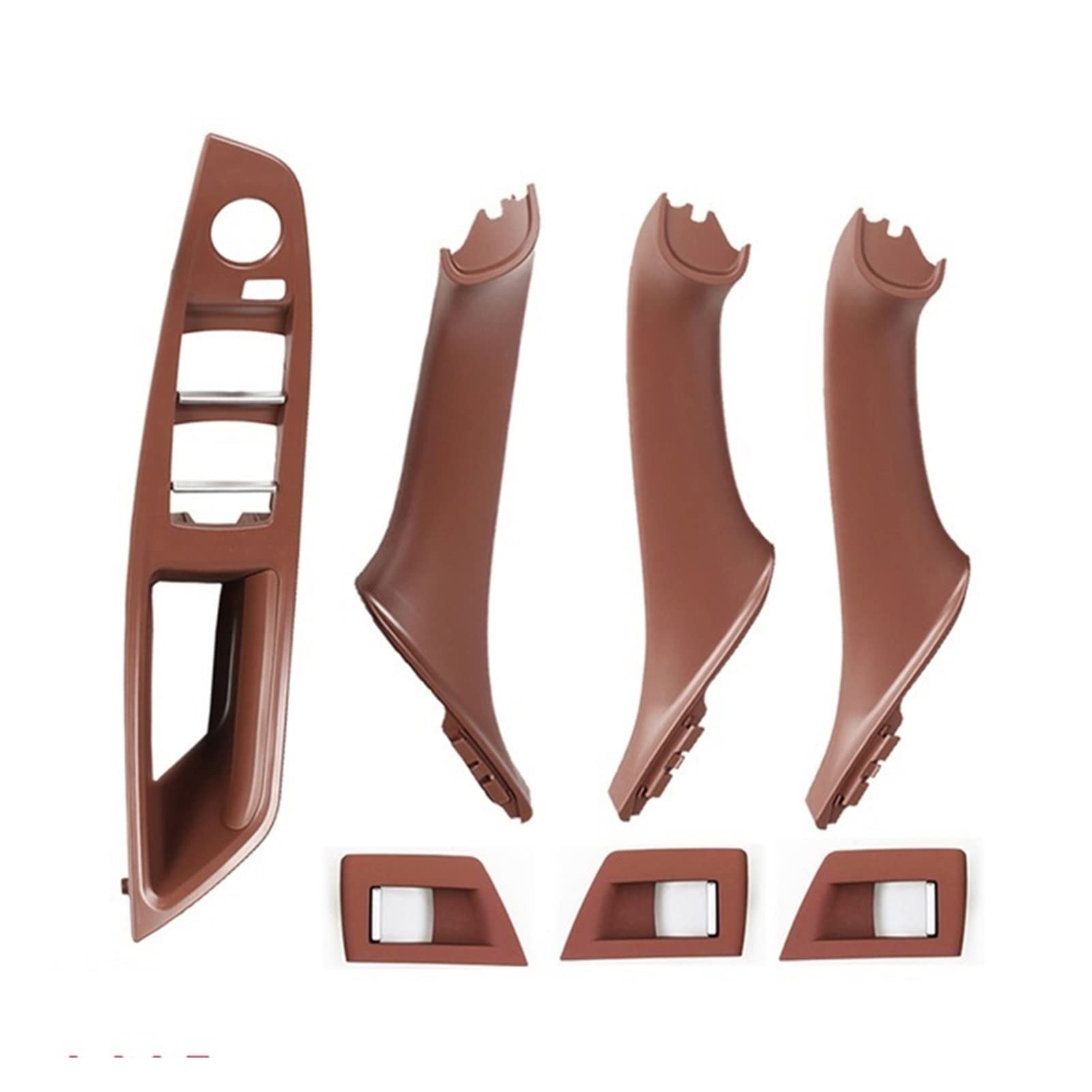 PUXJQ LHD 4/7pcs Für 2010-2016 Für BMW 5er F10 F18 Auto Vorne Hinten Rechts Links Türinnengriff Innentürverkleidung Zugverkleidung(Red-Brown-7Pcs) von PUXJQ