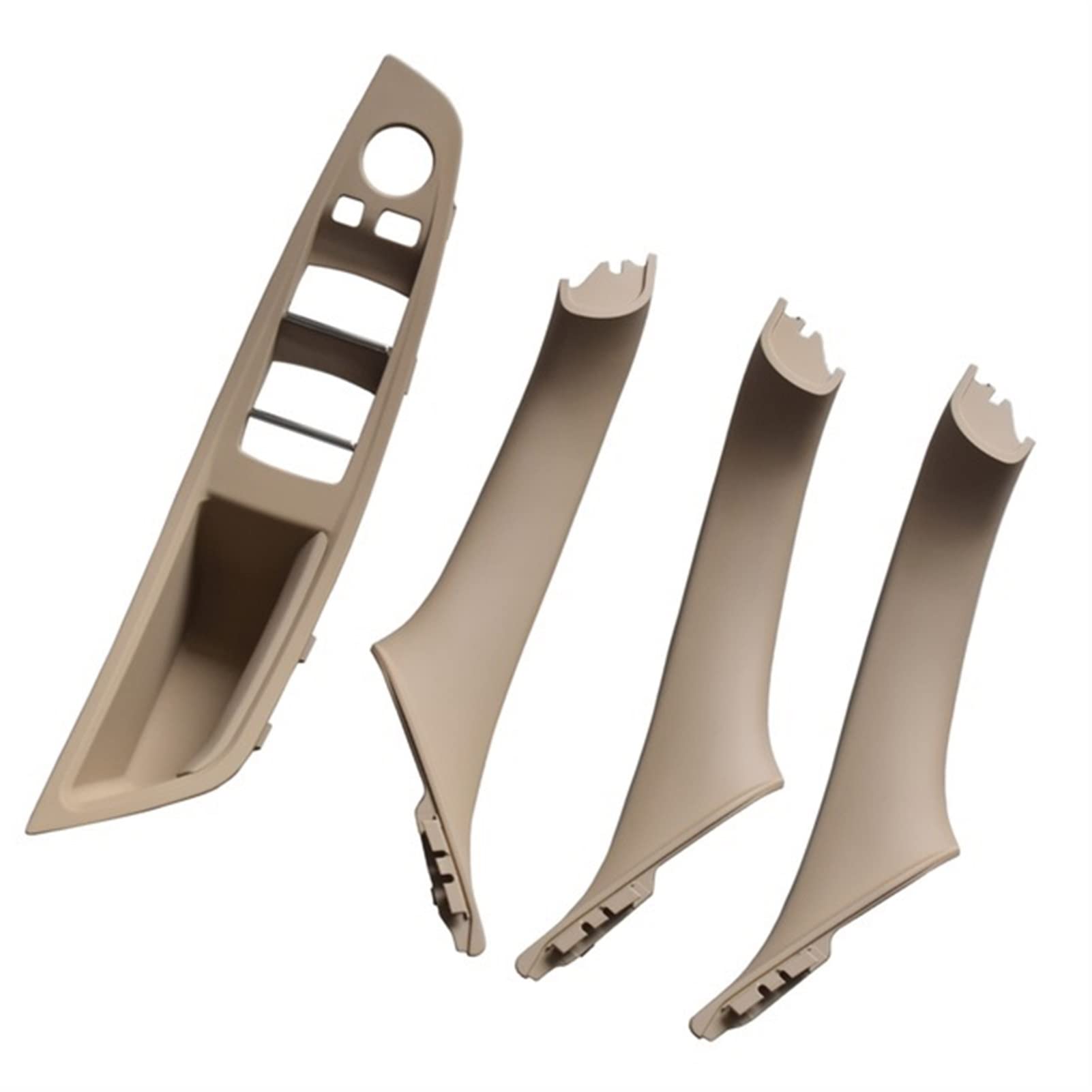 PUXJQ Linkslenker LHD Für BMW 5er F10 F11 Rotwein Beige Schwarz Autoinnenraum Türgriffverkleidung Zugverkleidung(Beige-4Pcs) von PUXJQ