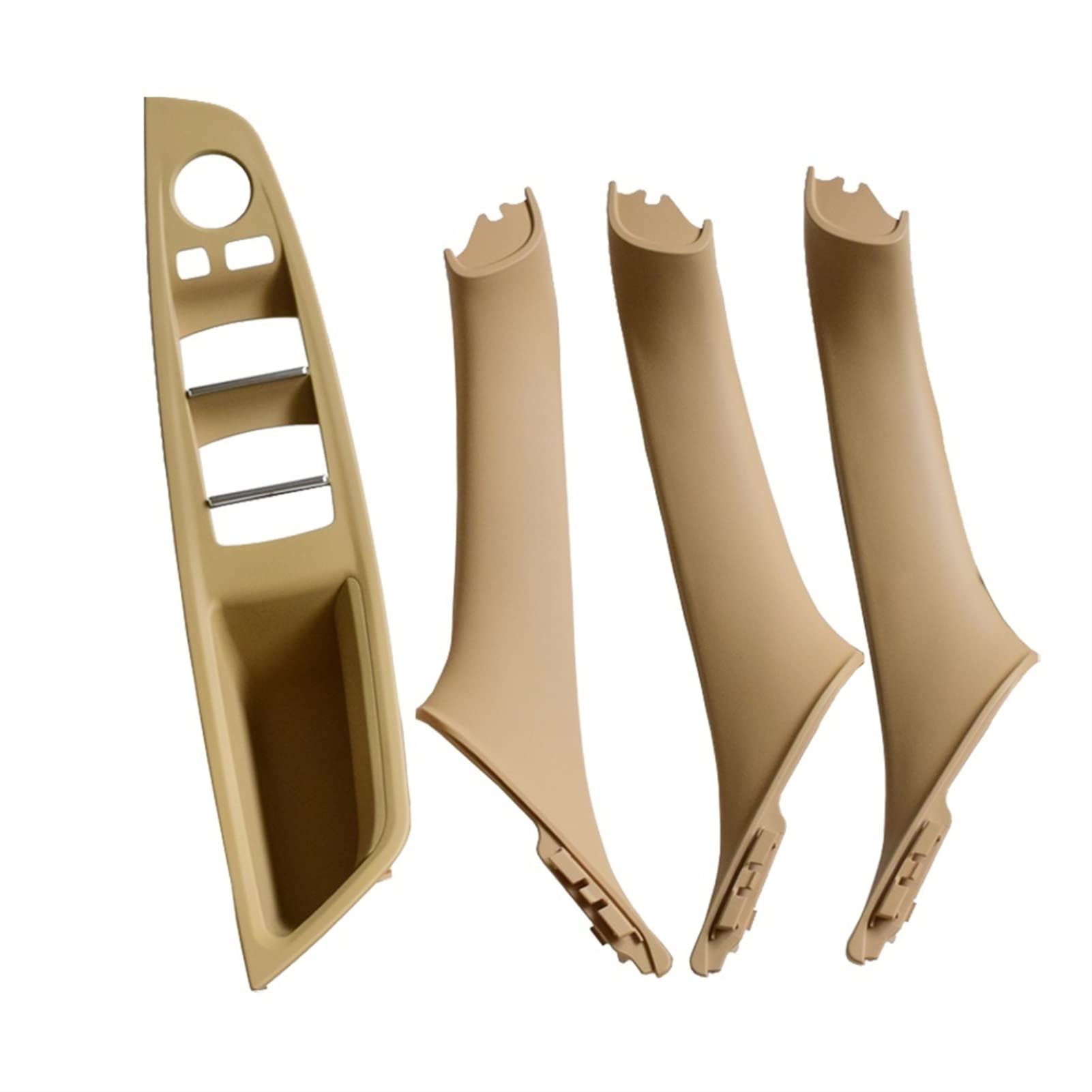 PUXJQ Linkslenker LHD Für BMW 5er F10 F11 Rotwein Beige Schwarz Autoinnenraum Türgriffverkleidung Zugverkleidung(Beige-White-4Pcs) von PUXJQ