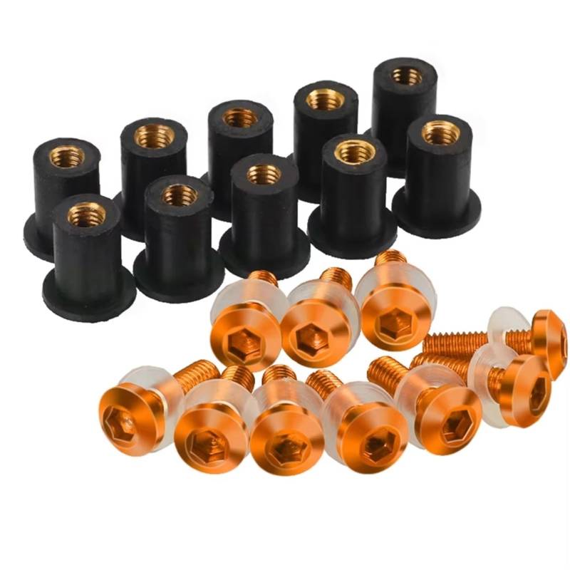 Motorrad Schrauben Set Kompatibel Mit NC700S Für NC700X Für NC750 Die Windschutzscheibenschrauben Windschutzscheibenbefestigungsschraube Unterlegscheibe Selbstschneidende Schraubenkombination(Orange) von PVCUHWF