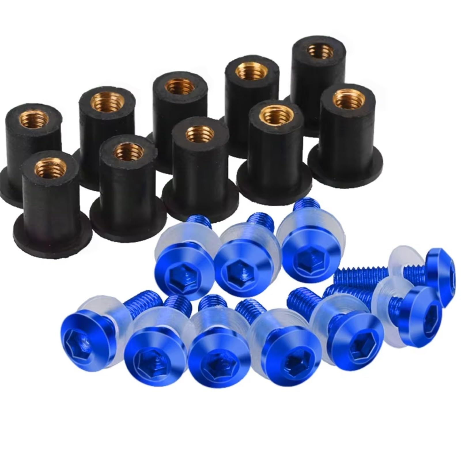 Motorrad Schrauben Set Kompatibel Mit NC700S Für NC700X Für NC750 Die Windschutzscheibenschrauben Windschutzscheibenbefestigungsschraube Unterlegscheibe Selbstschneidende Schraubenkombination(Blue) von PVCUHWF