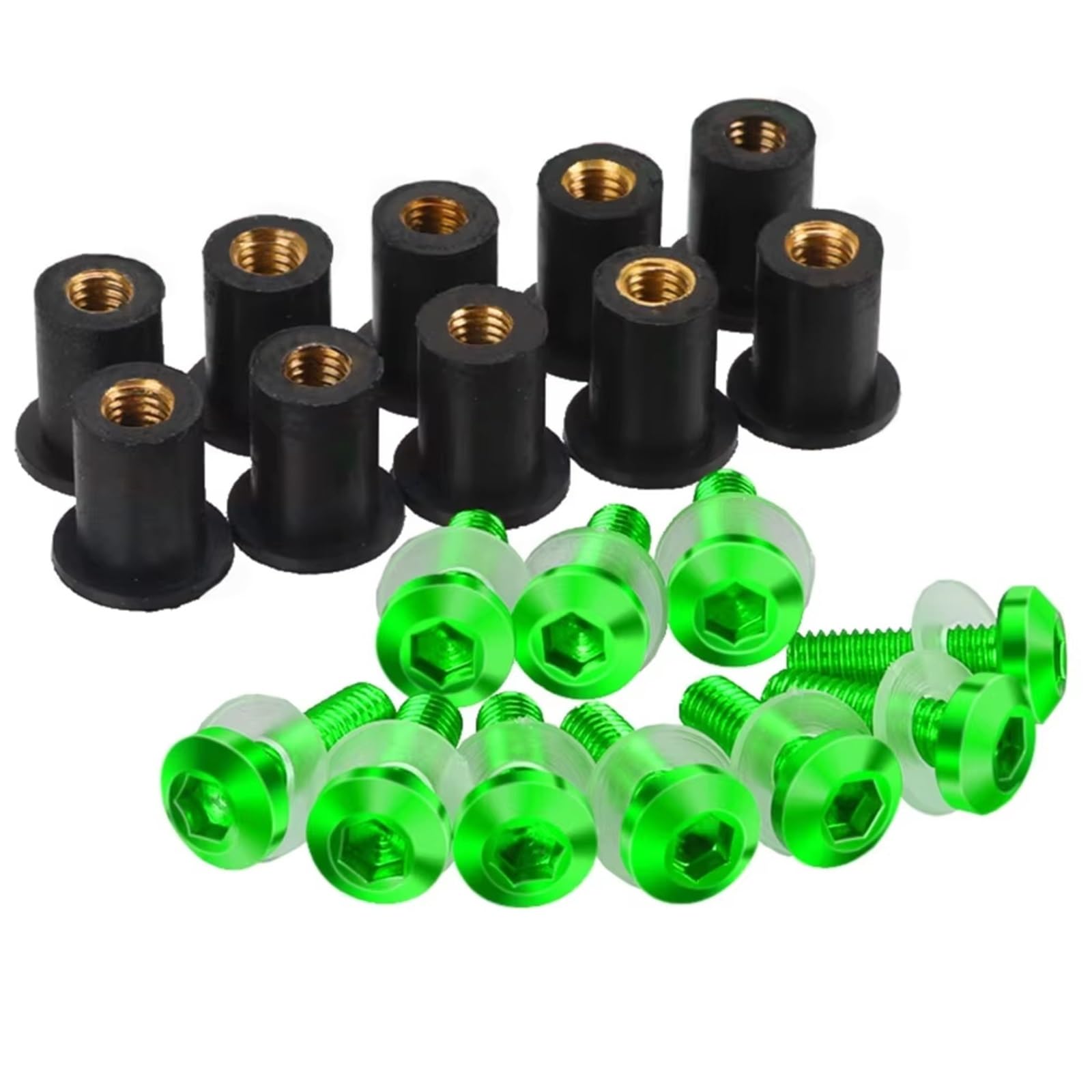 Motorrad Schrauben Set Kompatibel Mit XL400V Für XL600V Windschutzscheibenverkleidungs-Motorhauben-Windschutzscheibenschrauben-Schraubensatz 5-mm-Muttern Motorradschrauben-Kombinationssatz(Green) von PVCUHWF