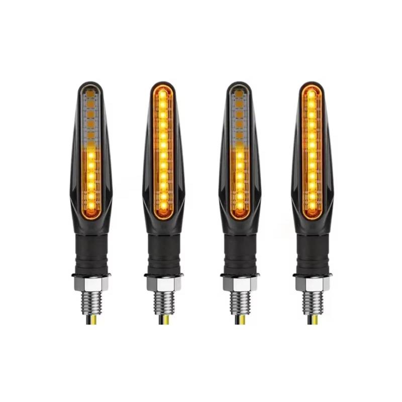 PVCUHWF Motorrad Blinker Licht 12V Motorrad-Blinker Bernsteinfarbenes Eingebautes Relais 10mm Blinkende Wasserflusslampe Universelles Motorrad-Blinkerlicht-Zubehör(4Pcs) von PVCUHWF