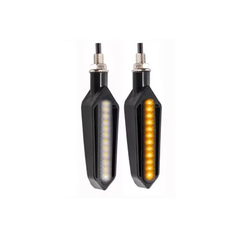 PVCUHWF Motorrad Blinker Licht 12V Motorrad Blinker Eingebautes Relais Blinker 10mm Fließendes Wasser Blinker Universal Motorrad Blinker Licht Blinker Anzeige(2Pcs White Yellow) von PVCUHWF