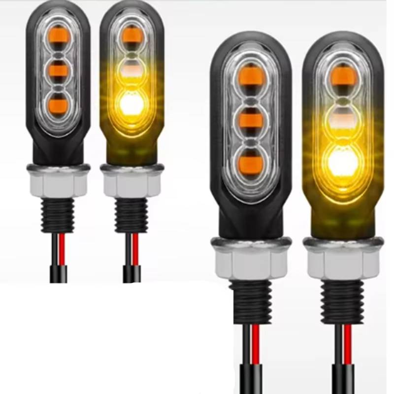 PVCUHWF Motorrad Blinker Licht Blinker Hinten Für Motorräder 12 V 10 Mm Fließende Bernsteinfarbene Blinkerleuchte Bremsleuchte Universelles Blinkerlicht Für Motorräder(Clear,4 Pcs) von PVCUHWF