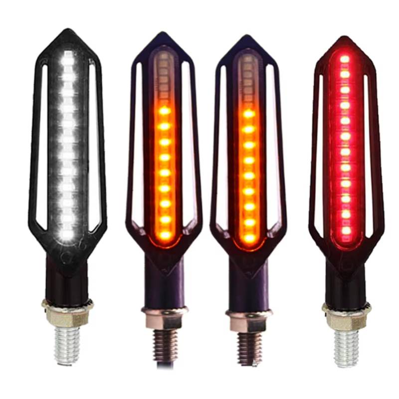 PVCUHWF Motorrad Blinker Licht Motorrad-Blinker Blinklicht Eingebautes Relais Blinkeranzeige Stoppsignale Blinker Universelles Motorrad-Blinkerlicht(2 Red 2 White) von PVCUHWF