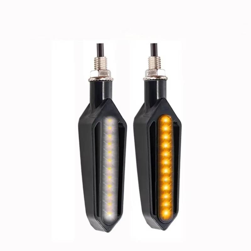 PVCUHWF Motorrad Blinker Licht Motorrad-Blinker Blinklichter Fließende Wasserblinker Blinkleuchten Universelle Seitenblinker Für Motorräder(2Pcs-White to Yellow) von PVCUHWF