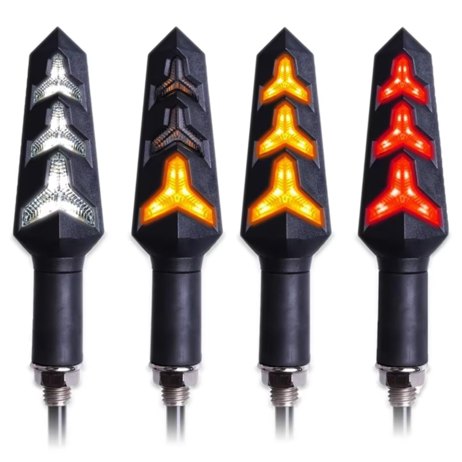 PVCUHWF Motorrad Blinker Licht Motorrad-Blinker Universal-Blinkerlicht Eingebautes Relais Blinker DRL Stoppsignallampe Bremsbeleuchtung Universal-Blinkerlicht(2 Red 2 White) von PVCUHWF