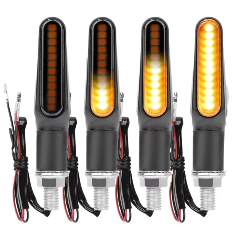 PVCUHWF Motorrad Blinker Licht Motorrad-Blinkerlicht Bernsteinfarben Fließendes Wasser Blinkerlampe Intermitentes Universelle Fließende Blinkeranzeige Motorrad-Rücklicht(4pcs) von PVCUHWF