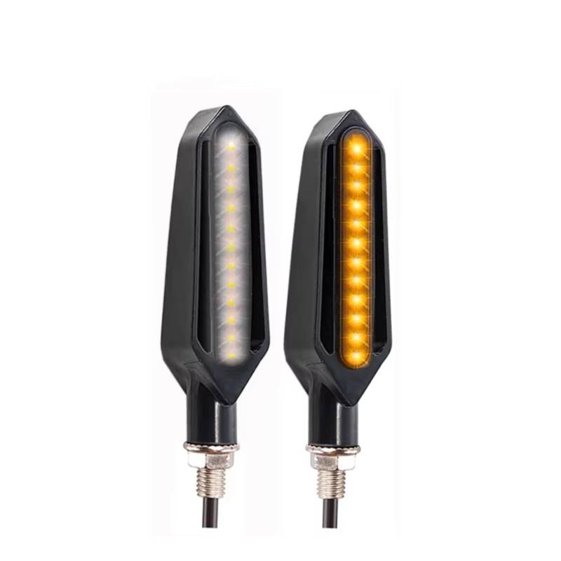 PVCUHWF Motorrad Blinker Licht Universal Motorrad 12V Blinker Licht Fließende Blinker Blinkende Bremse Stop Relais Läuft DRL Flasher Warnung Lampe Zubehör(2Pcs-White to Yellow) von PVCUHWF