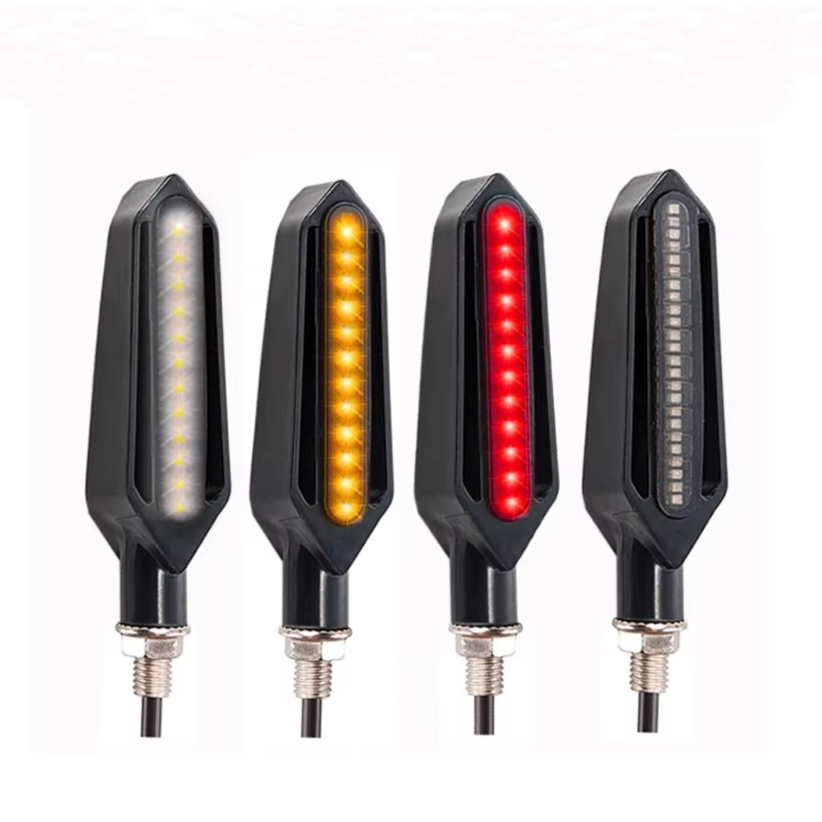PVCUHWF Motorrad Blinker Licht Universal Motorrad 12V Blinker Licht Fließende Blinker Blinkende Bremse Stop Relais Läuft DRL Flasher Warnung Lampe Zubehör(4 Pcs) von PVCUHWF