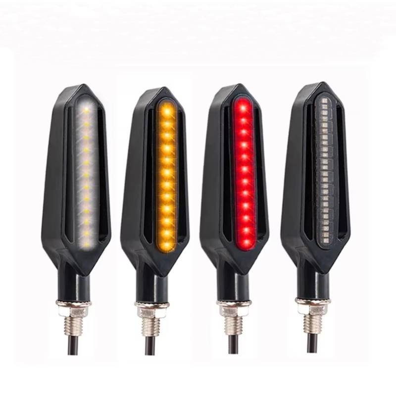 PVCUHWF Motorrad Blinker Licht Universal Motorrad 12V Blinker Licht Fließende Blinker Blinkende Bremse Stop Relais Läuft DRL Flasher Warnung Lampe Zubehör(4 Pcs) von PVCUHWF