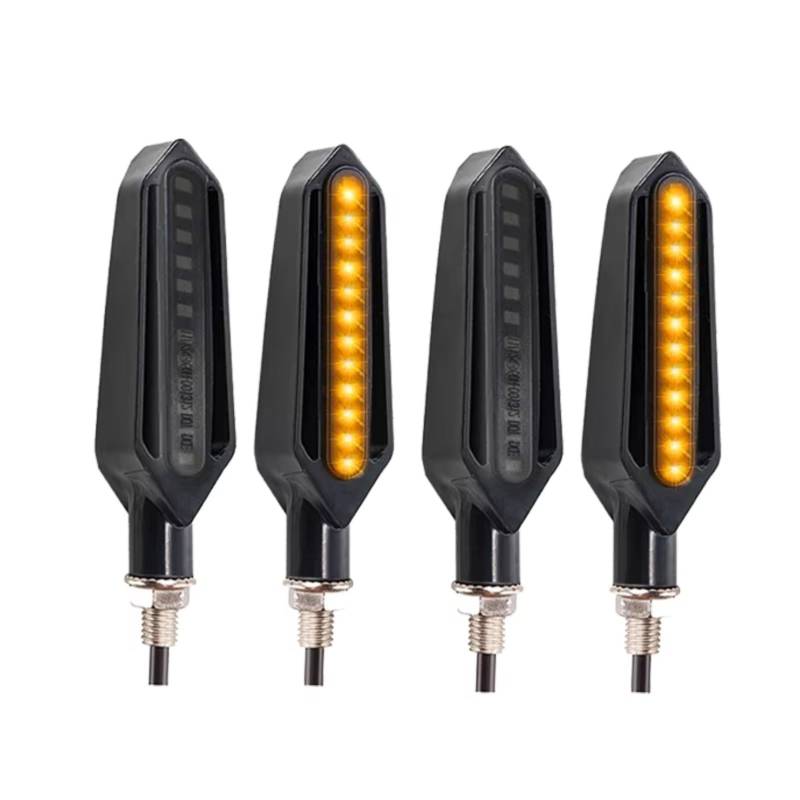 PVCUHWF Motorrad Blinker Licht Universal Motorrad Blinker Licht 12V 10MM Motorrad Blinklicht Eingebautes Relais Blinker Anzeige DRL Stoppsignale Blinker(Black,4pcs) von PVCUHWF
