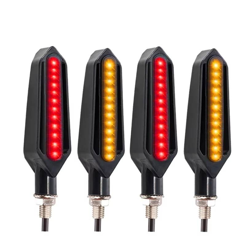 PVCUHWF Motorrad Blinker Licht Universal Motorrad Blinker Licht 12V 10MM Motorrad Blinklicht Eingebautes Relais Blinker Anzeige DRL Stoppsignale Blinker(Red,4pcs) von PVCUHWF