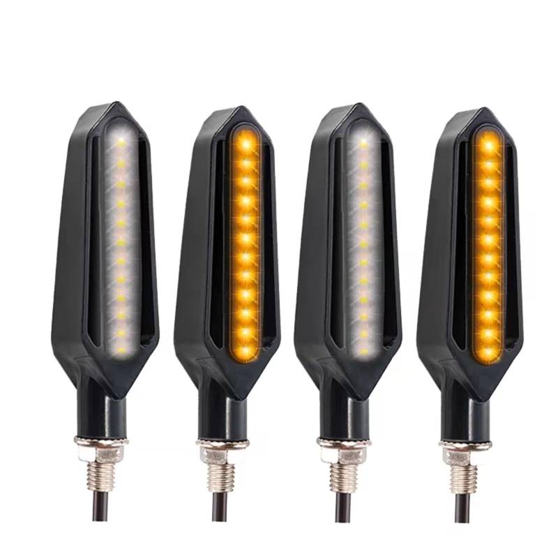 PVCUHWF Motorrad Blinker Licht Universal Motorrad Blinker Licht 12V 10MM Motorrad Blinklicht Eingebautes Relais Blinker Anzeige DRL Stoppsignale Blinker(White,4pcs) von PVCUHWF