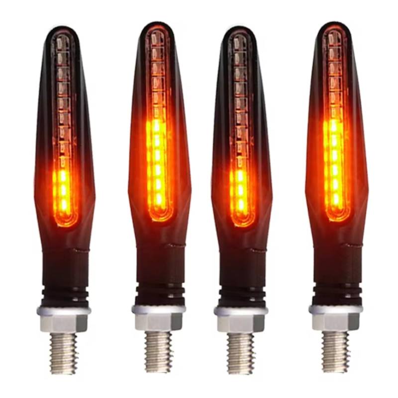PVCUHWF Motorrad Blinker Licht Universal Motorrad Blinker Licht 335SMD Flash Beleuchtung Fließende Blinker IP68 Biegsamen Motorrad Stop Signal Licht Zubehör(4PCS Yellow) von PVCUHWF