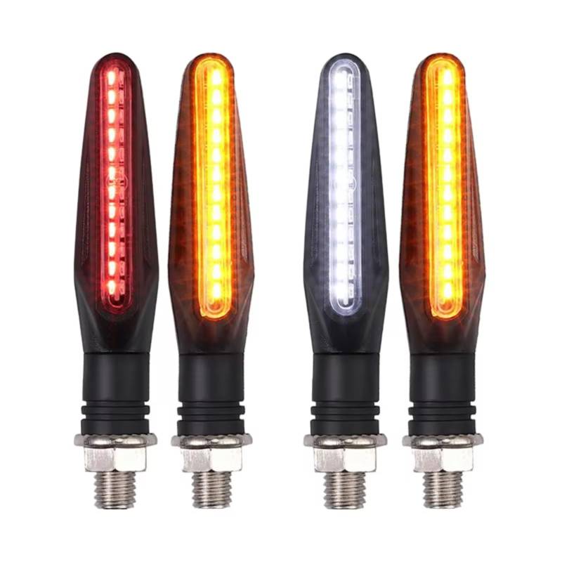 PVCUHWF Motorrad Blinker Licht Universal Motorrad Blinker Licht Eingebautes Relais Blinker Motorrad Fließende Wasser Blinker Biegsame Blinkende Signal Lampe Zubehör(2X Red 2X White kit) von PVCUHWF