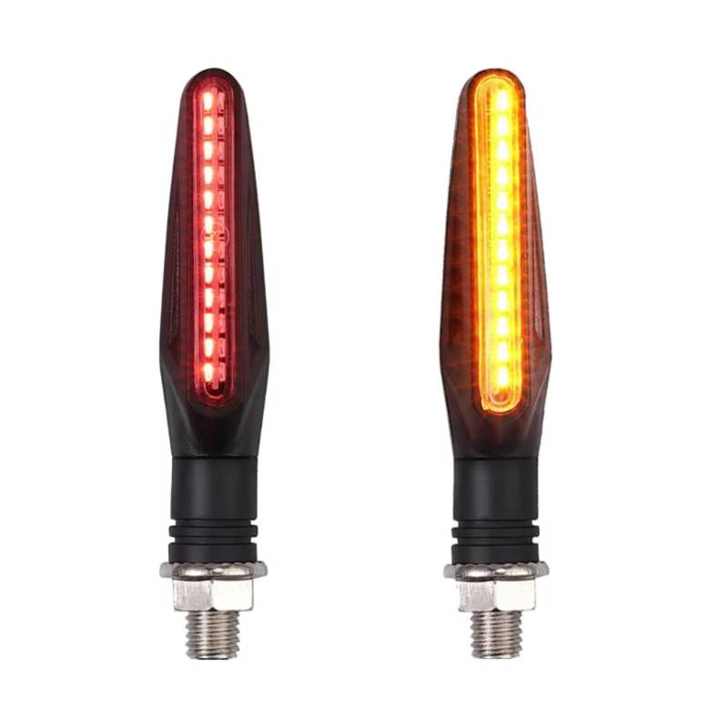 PVCUHWF Motorrad Blinker Licht Universal Motorrad Blinker Licht Eingebautes Relais Blinker Motorrad Fließende Wasser Blinker Biegsame Blinkende Signal Lampe Zubehör(Red and Amber) von PVCUHWF