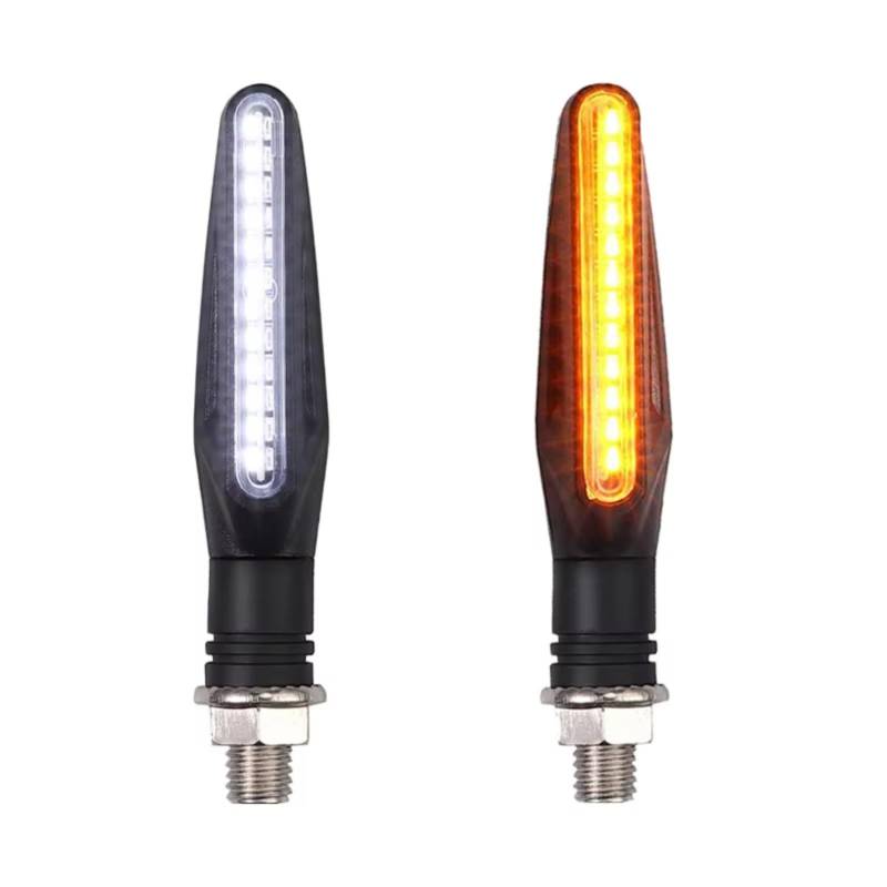 PVCUHWF Motorrad Blinker Licht Universal Motorrad Blinker Licht Eingebautes Relais Blinker Motorrad Fließende Wasser Blinker Biegsame Blinkende Signal Lampe Zubehör(White and Amber) von PVCUHWF