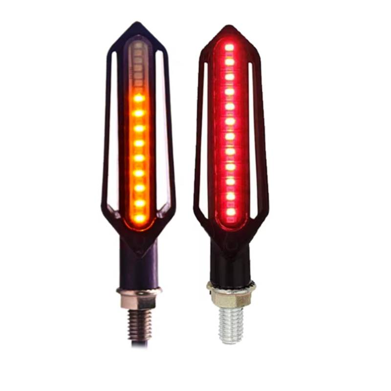 PVCUHWF Motorrad Blinker Licht Universal Motorrad Blinker Motorrad Blinklicht Eingebautes Relais Blinker Anzeige DRL Stoppsignale Blinker Zubehör(2PCS Red) von PVCUHWF