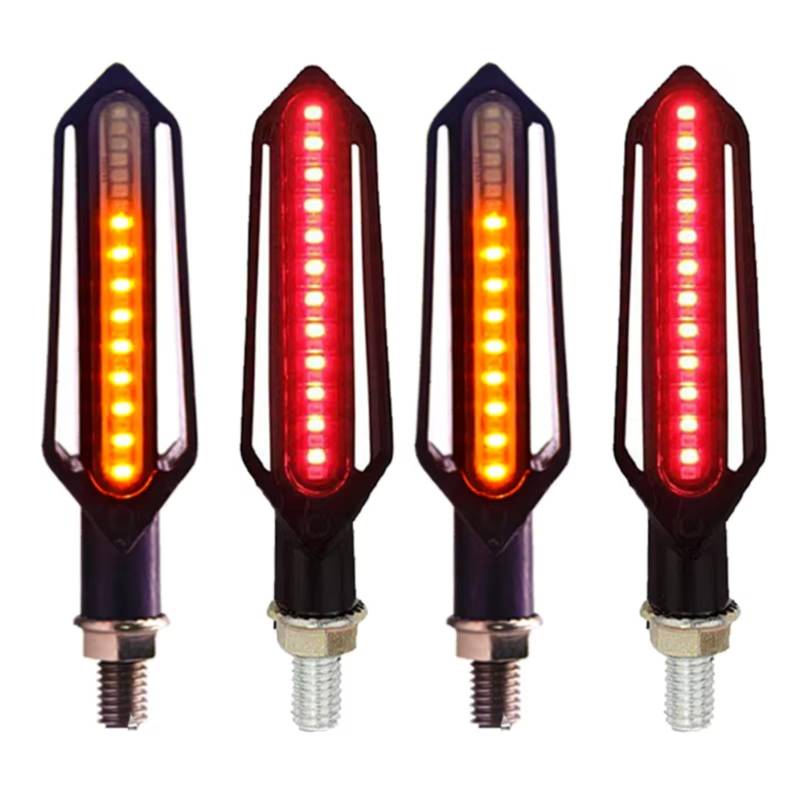 PVCUHWF Motorrad Blinker Licht Universal Motorrad Blinker Motorrad Blinklicht Eingebautes Relais Blinker Anzeige DRL Stoppsignale Blinker Zubehör(4PCS Red) von PVCUHWF