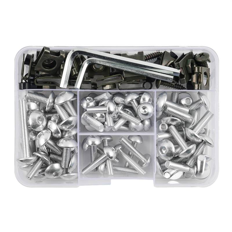 PVCUHWF Motorrad Schrauben Set Kompatibel Mit CBR600RR Für CBR1000RR Für CBR600F2 Motorrad-Verkleidungsschrauben-Schrauben-Muttern-Kombination Motorrad-Schrauben-Kombinationssatz(Silver) von PVCUHWF