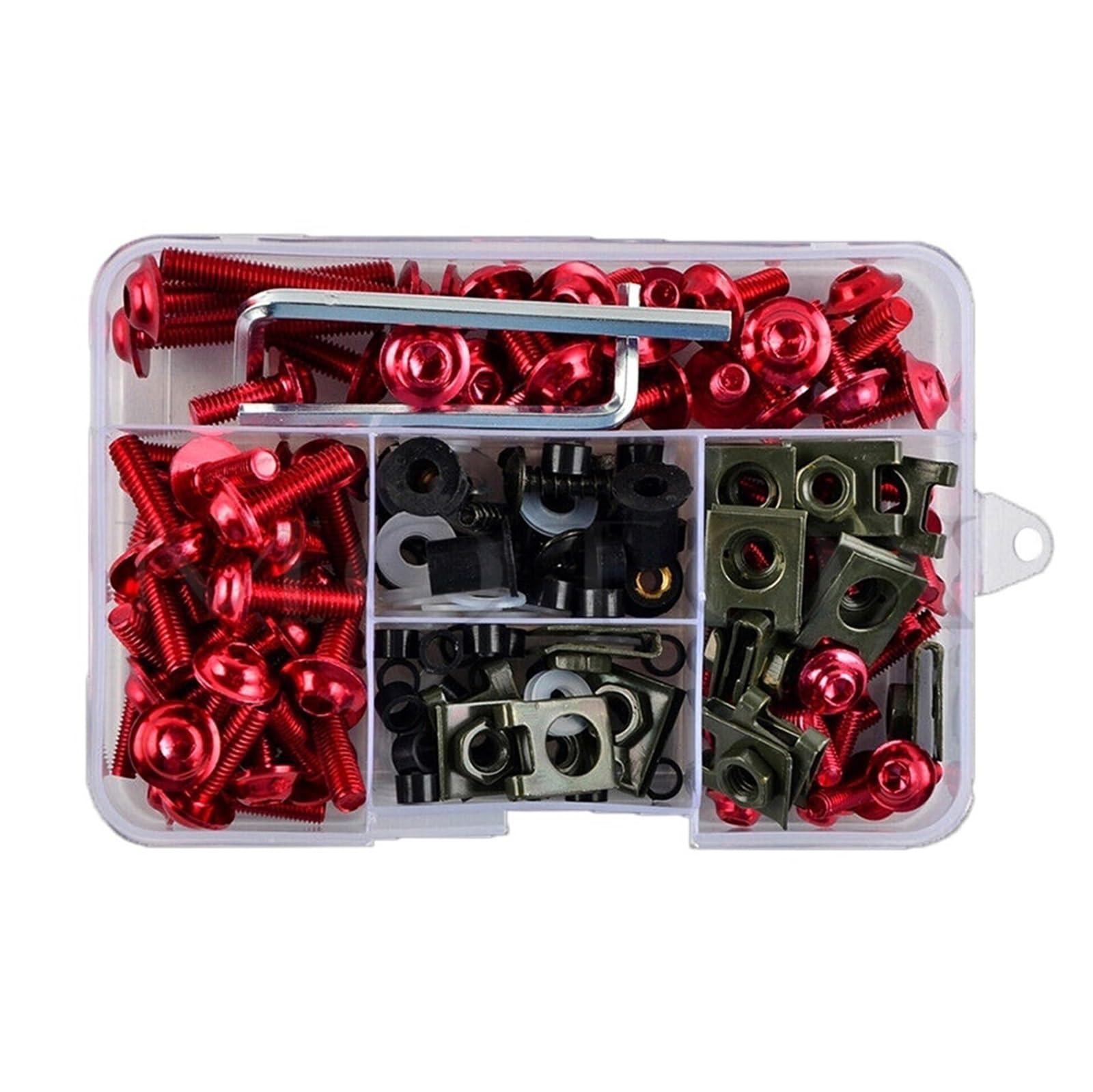 PVCUHWF Motorrad Schrauben Set Kompatibel Mit CBR650 Für CBR900 Für CBR1000 150-teiliges M5-M6-Schraubensatz Für Komplette Verkleidungs-Karosserieclips Und -Schrauben(Red) von PVCUHWF