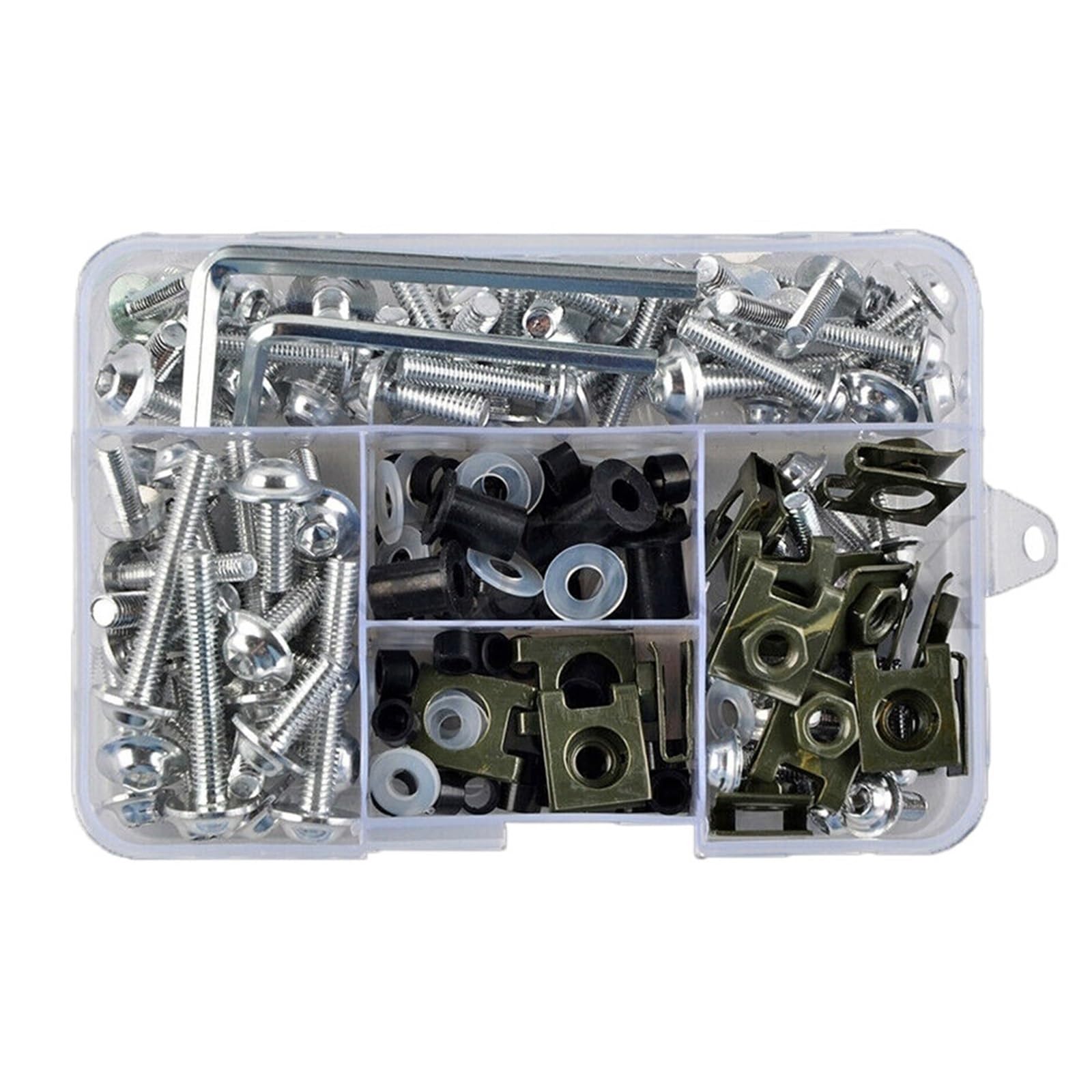 PVCUHWF Motorrad Schrauben Set Kompatibel Mit CBR650 Für CBR900 Für CBR1000 150-teiliges M5-M6-Schraubensatz Für Komplette Verkleidungs-Karosserieclips Und -Schrauben(Silver) von PVCUHWF