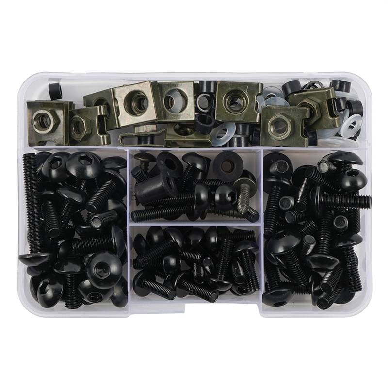 PVCUHWF Motorrad Schrauben Set Kompatibel Mit Cb125r Für Cbr600Rr Für Cbr500r Motorrad Schraubenkombination Motorradschraubenkombination Schraubenverbindungsbolzendekoration(Black) von PVCUHWF