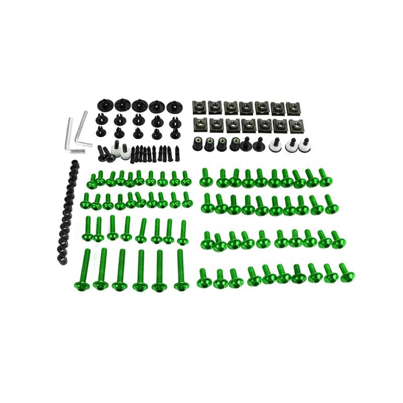 PVCUHWF Motorrad Schrauben Set Kompatibel Mit F650CS Für F650GS Für F650ST Selbstschneidende Schraubenkombination Motorradschrauben-Kombinationssatz Dekoration Motorradschraubensatz(Green) von PVCUHWF
