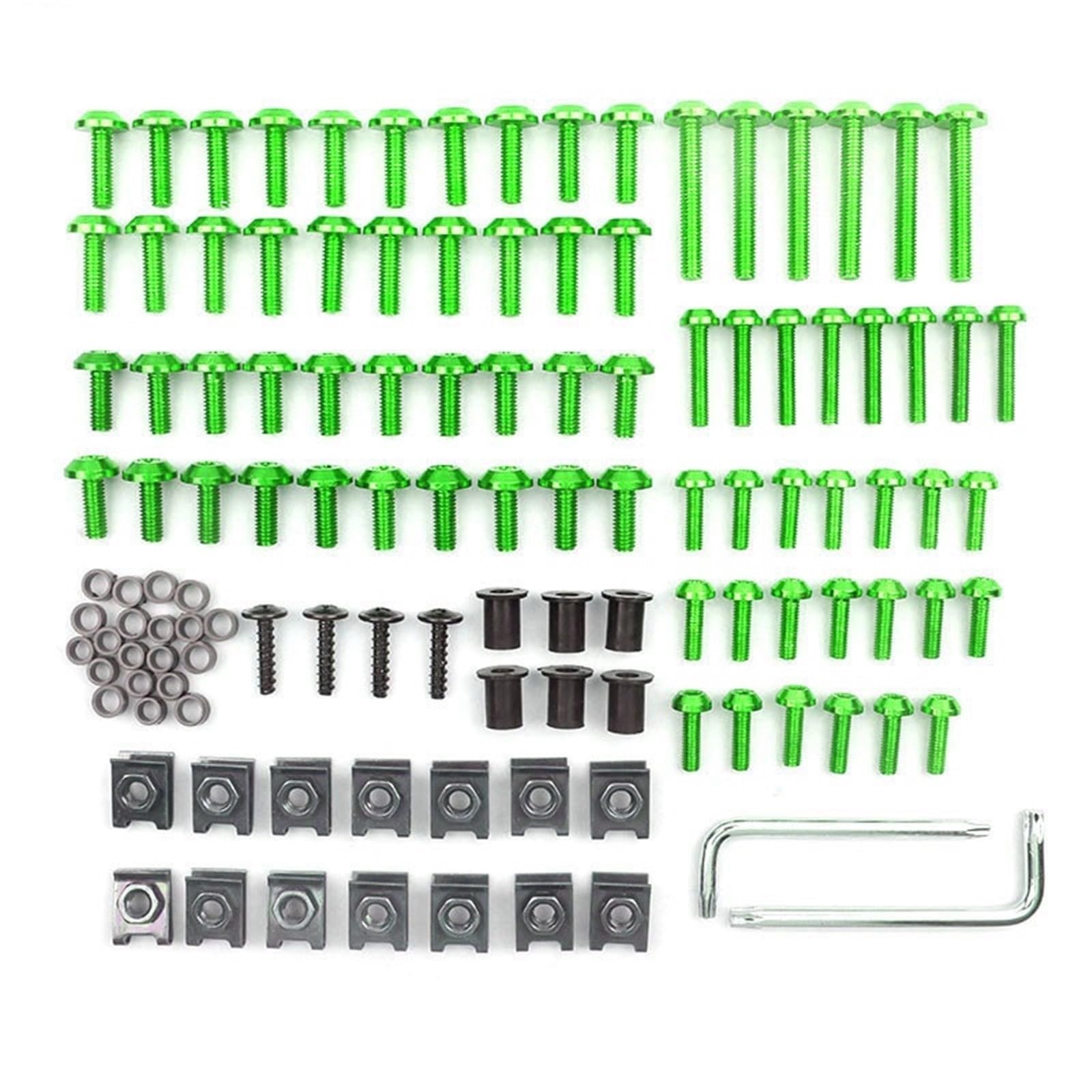 PVCUHWF Motorrad Schrauben Set Kompatibel Mit F650GS Für R1200R Für K1200S Schraubenkombination Motorradschrauben-Kombinationssatz Motorrad-Schraubenverbindungsbolzen-Dekoration(Green) von PVCUHWF