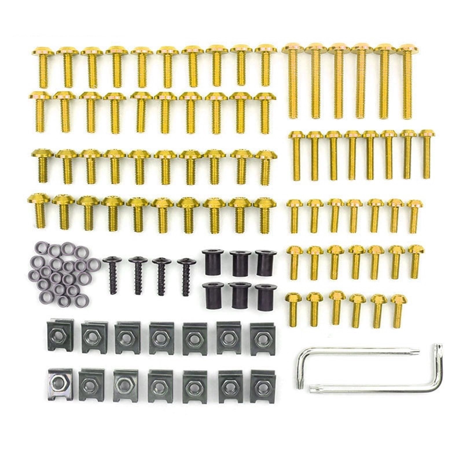 PVCUHWF Motorrad Schrauben Set Kompatibel Mit F650GS Für R1200R Für K1200S Schraubenkombination Motorradschrauben-Kombinationssatz Motorrad-Schraubenverbindungsbolzen-Dekoration(Yellow) von PVCUHWF