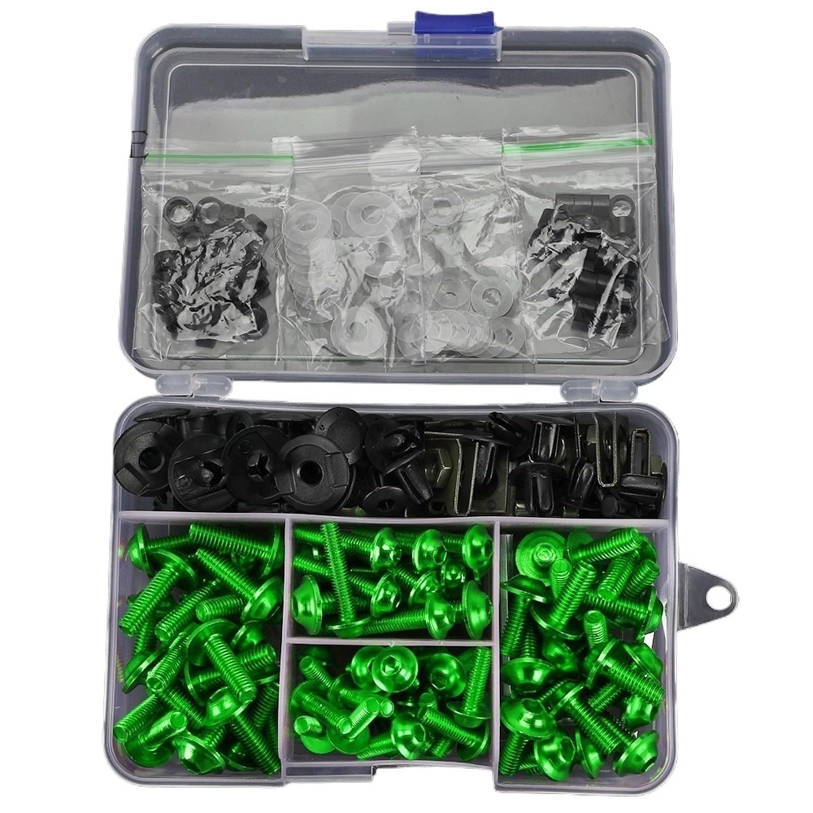 PVCUHWF Motorrad Schrauben Set Kompatibel Mit Für NINJA1000 Für Z650 Für Z400 Motorrad Kompletter Verkleidungsschraubensatz Schrauben Mutter Selbstschneidende Schraubenkombination(Green) von PVCUHWF
