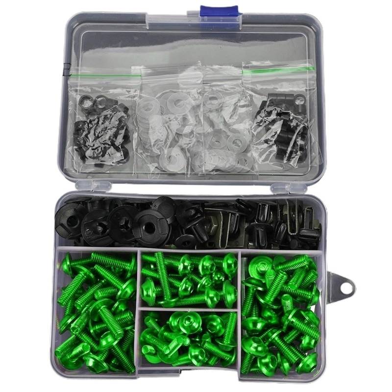 PVCUHWF Motorrad Schrauben Set Kompatibel Mit Für NINJA1000 Für Z650 Für Z400 Motorrad Kompletter Verkleidungsschraubensatz Schrauben Mutter Selbstschneidende Schraubenkombination(Green) von PVCUHWF