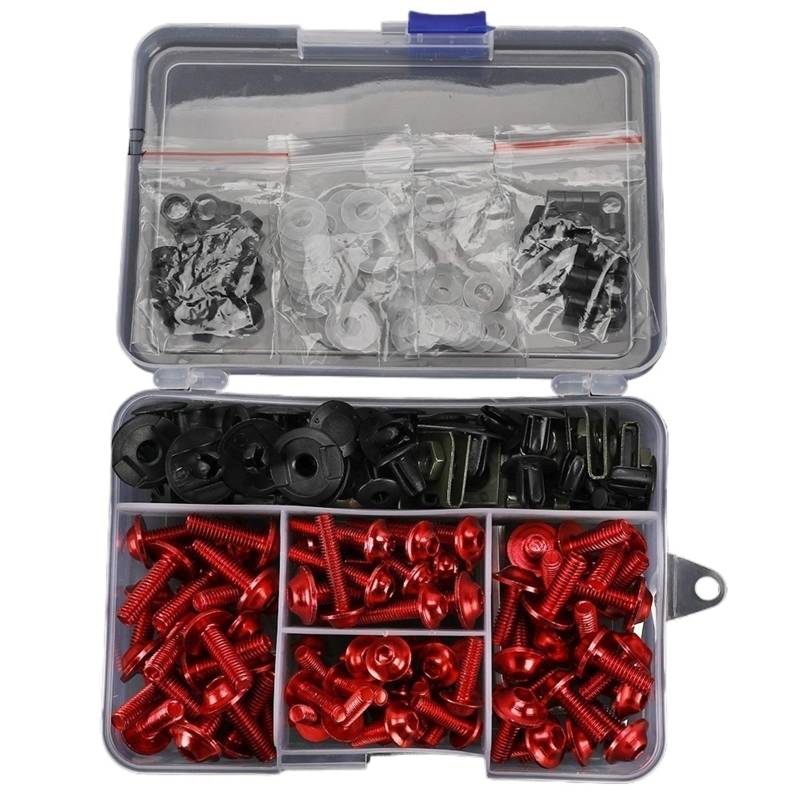 PVCUHWF Motorrad Schrauben Set Kompatibel Mit Für NINJA1000 Für Z650 Für Z400 Motorrad Kompletter Verkleidungsschraubensatz Schrauben Mutter Selbstschneidende Schraubenkombination(Red) von PVCUHWF