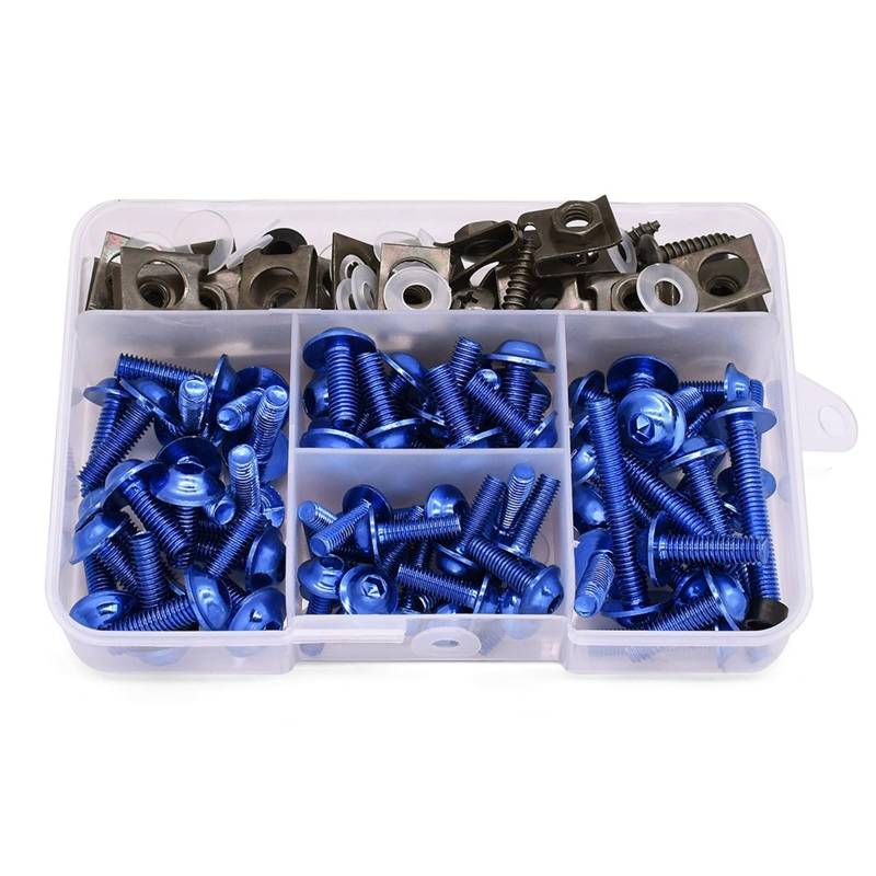 PVCUHWF Motorrad Schrauben Set Kompatibel Mit Für Z1000 Für Z1000sx Aluminium-Motorrad-Verkleidungsschrauben-Muttern-Kit Moto-Karosserieschrauben-Schrauben-Motorrad-Schrauben-Kit(Blue) von PVCUHWF