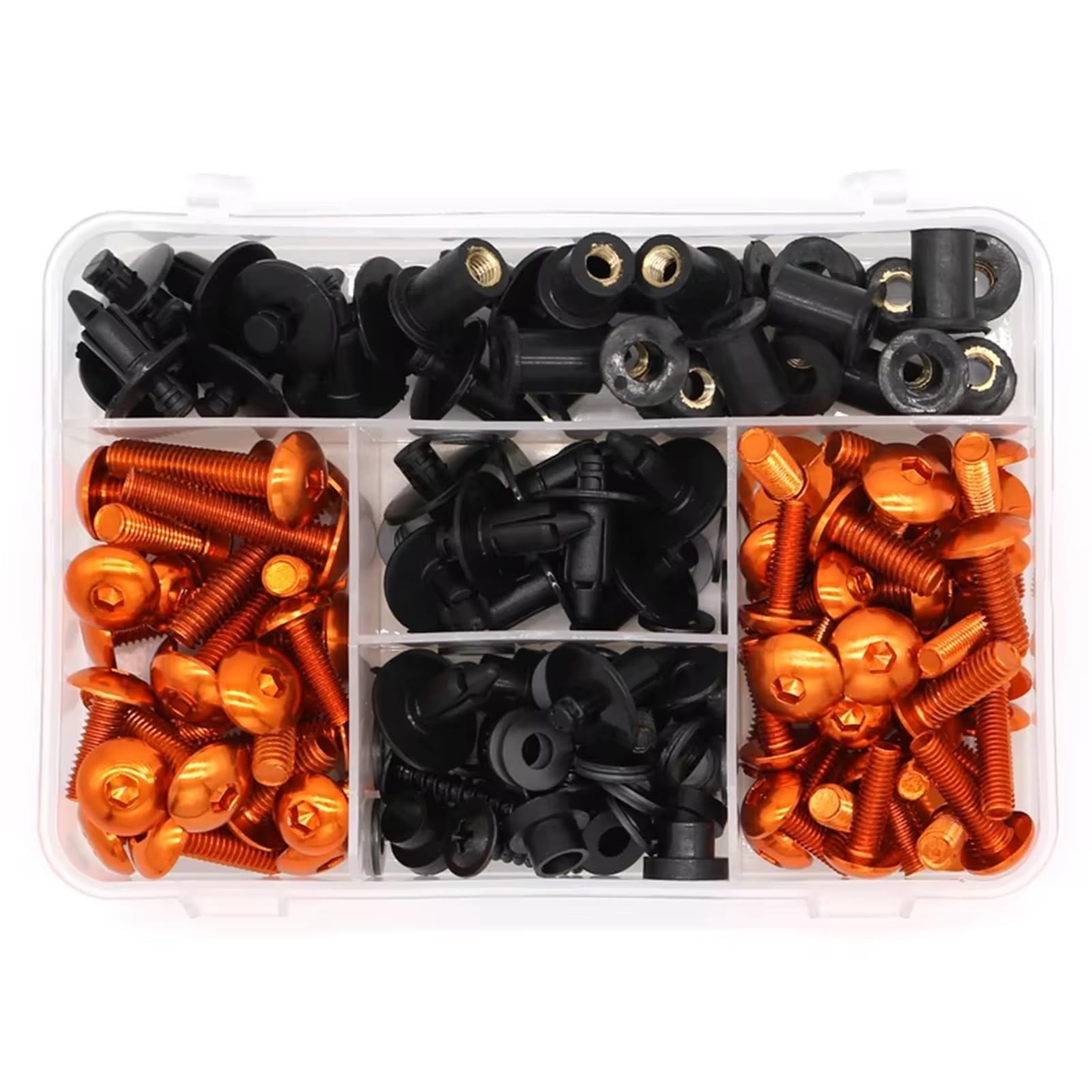 PVCUHWF Motorrad Schrauben Set Kompatibel Mit Für Z300 Für Z650 Für Z750 Selbstschneidende Schraubenkombination Motorradschrauben Kombination Verbindungsschrauben Dekoration(Orange) von PVCUHWF