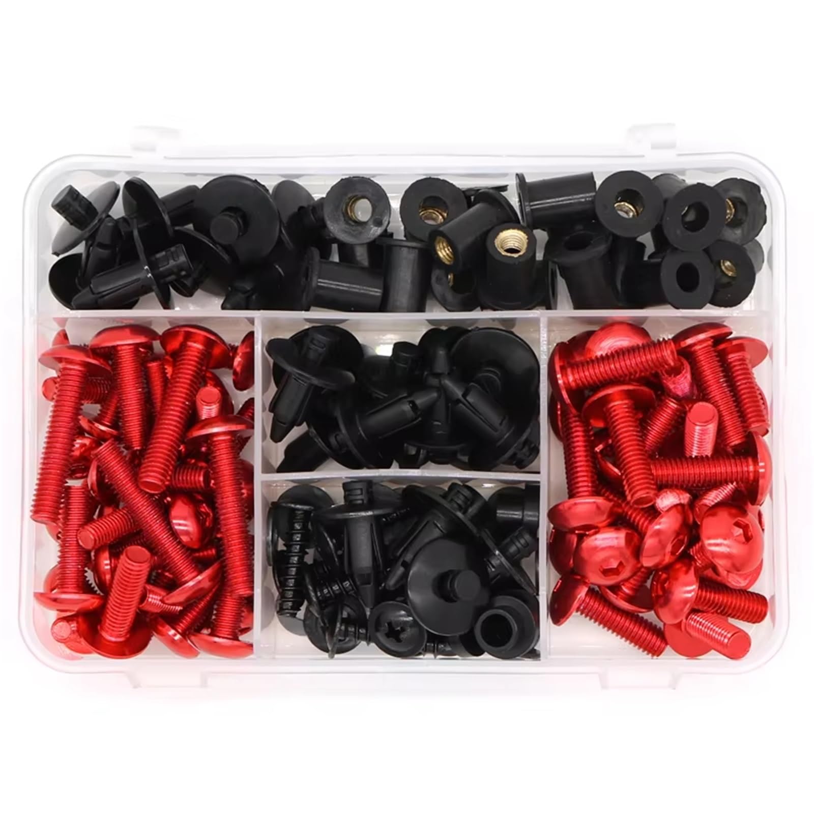 PVCUHWF Motorrad Schrauben Set Kompatibel Mit Für Z300 Für Z650 Für Z750 Selbstschneidende Schraubenkombination Motorradschrauben Kombination Verbindungsschrauben Dekoration(Red) von PVCUHWF